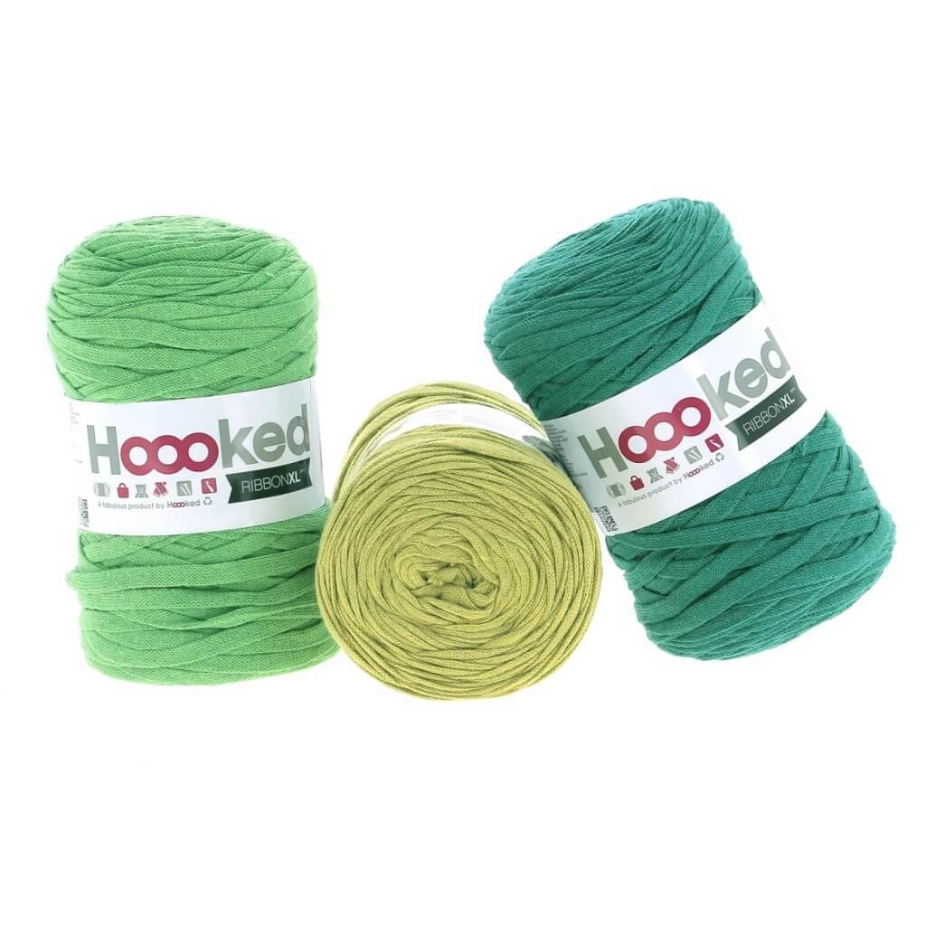 Hoooked Garn Green Bay Hoooked Set aus 3 Rollen RibbonXL Lieblingsgarn