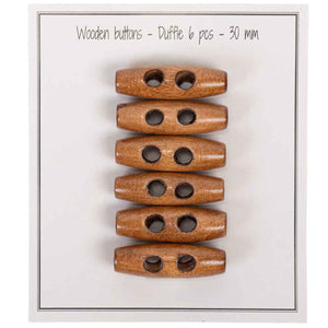 Go handmade Wooden buttons duffle, 30mm, set of 6 pcs.