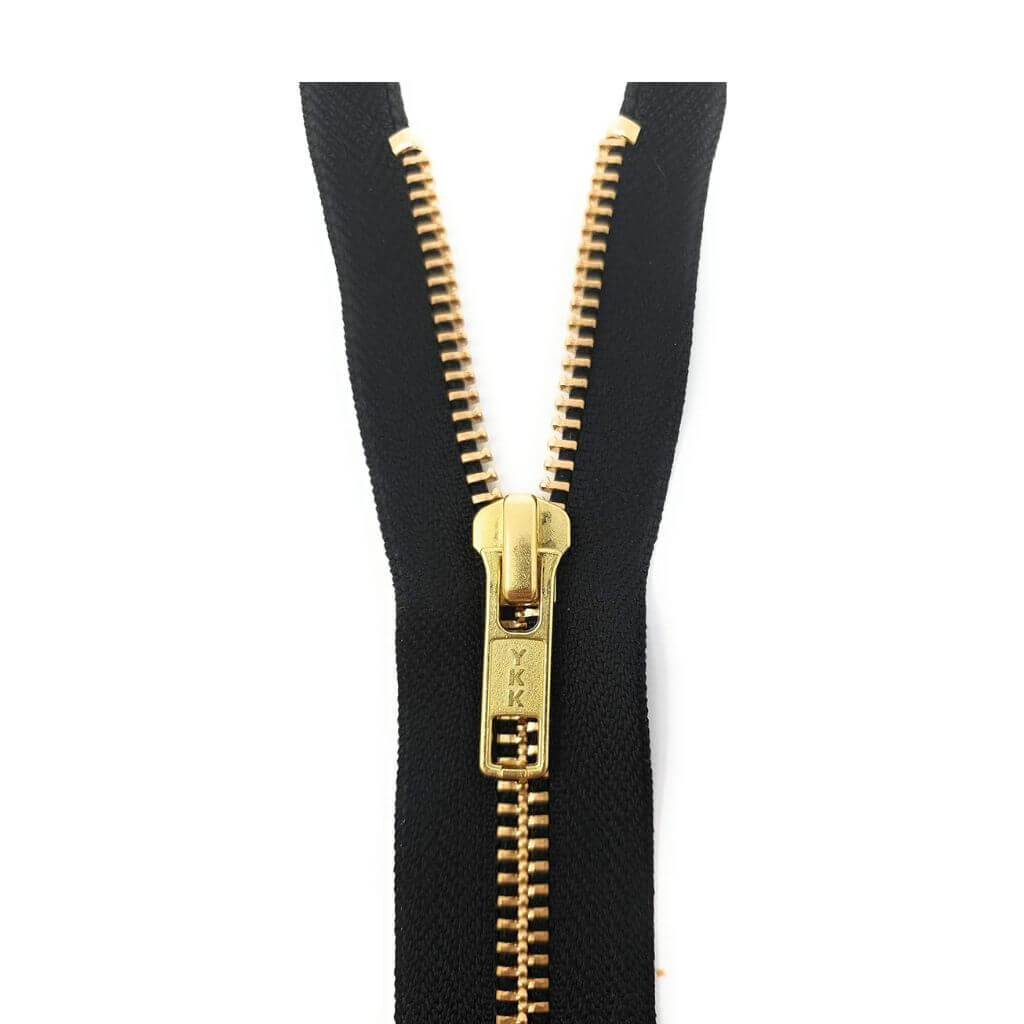 YKK 580 Schwarz / 18 cm YKK Reißverschluss Metall nicht teilbar Gold Lieblingsgarn