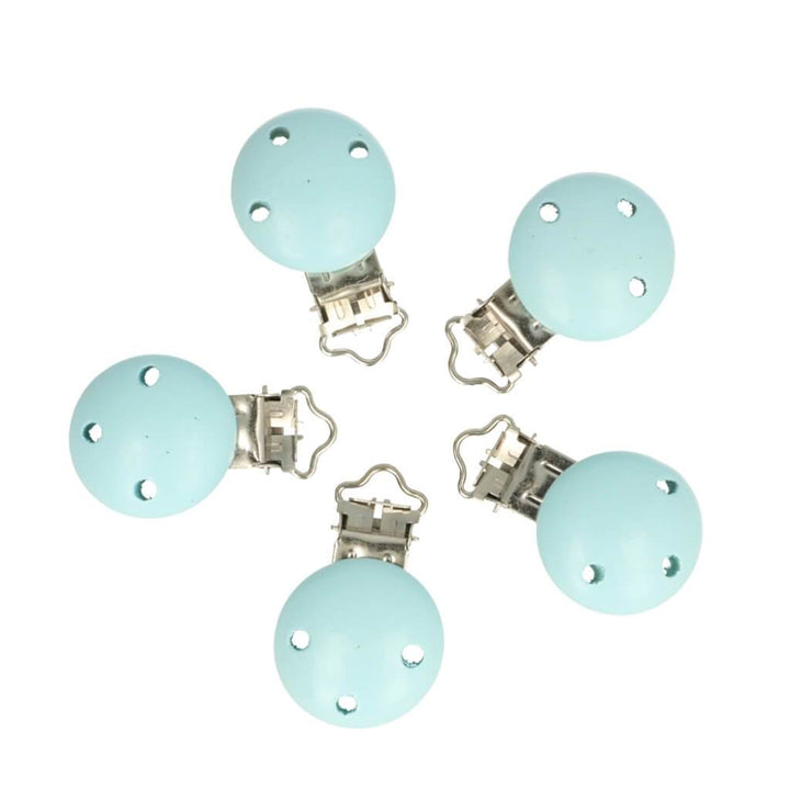 5 Clips für Schnullerketten Babyblau Lieblingsgarn